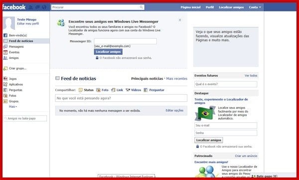 Abra o seu Facebook Abra o seu Facebook