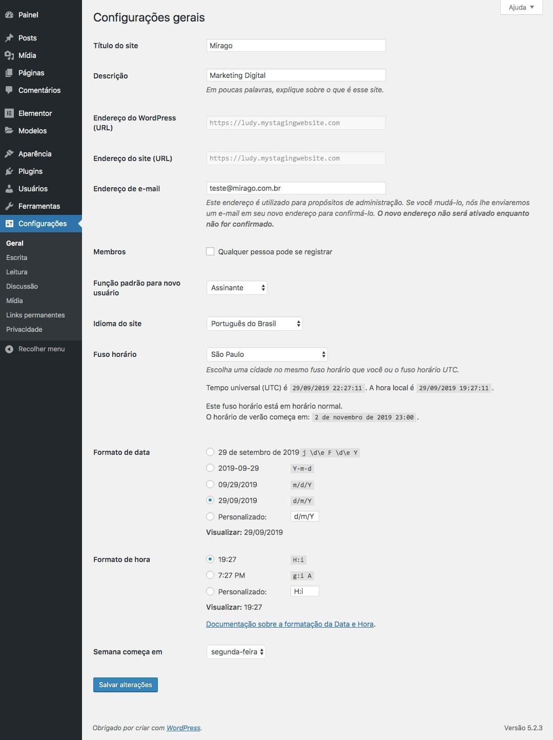 Configurações Gerais do WordPress