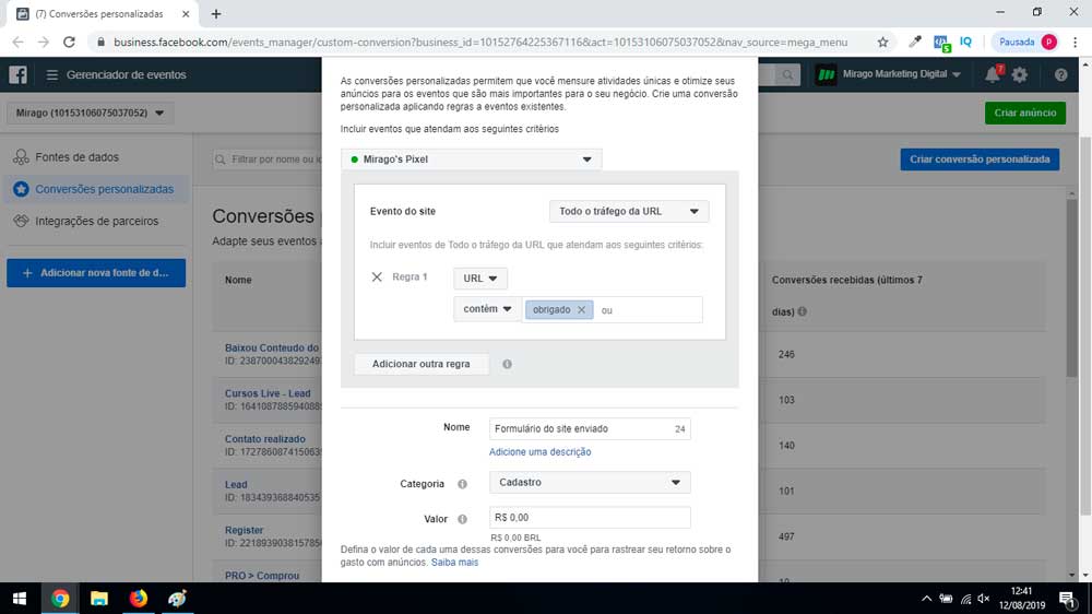 conversões personalizadas