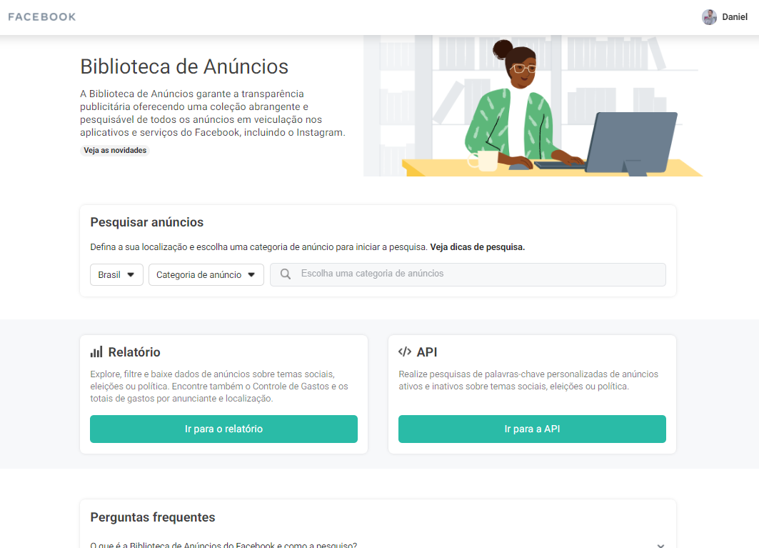 biblioteca de anúncios do facebook