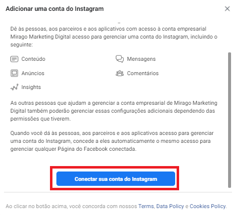 conectar conta do instagram