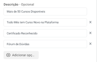 descrição do criativo dinâmico no facebook ads