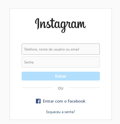 login e senha do instagram