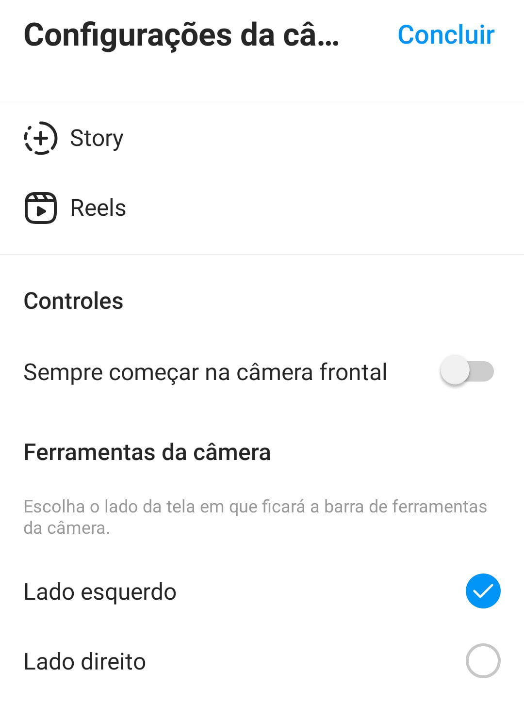 configurações iniciais para live no instagram