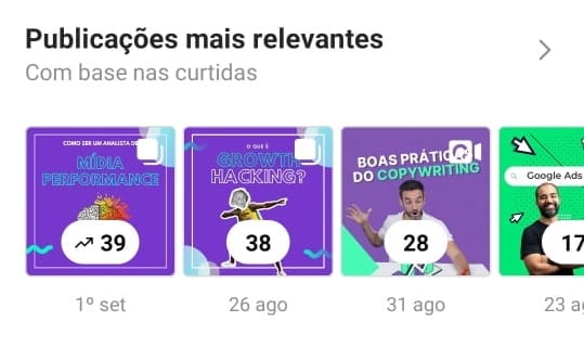 publicações mais relevantes em relação ao engajamento
