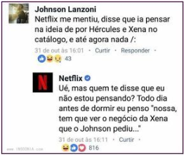 exemplo de interação da netflix com usuário utilizando humor