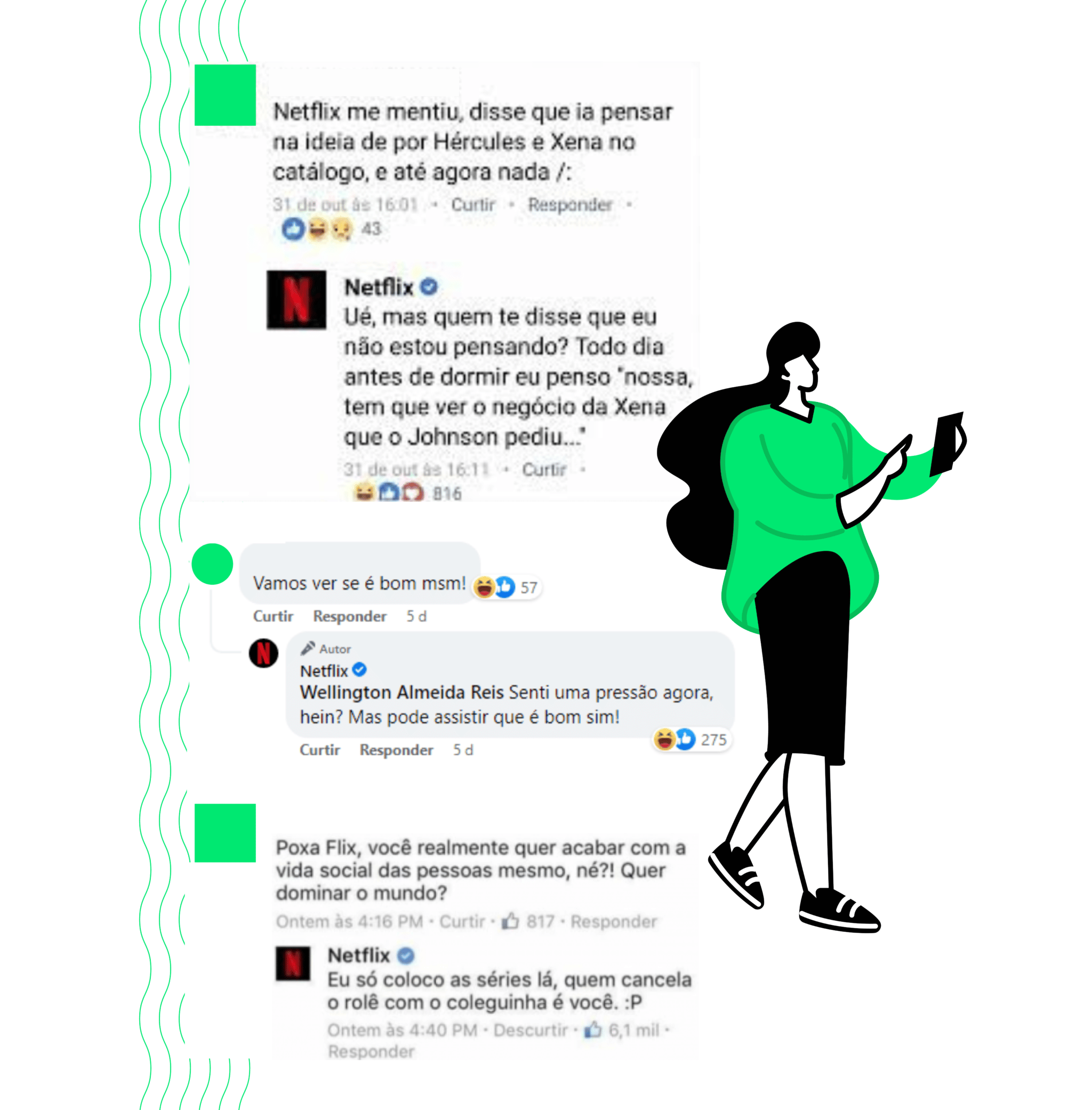 exemplo da brand persona da netflix nas mídias sociais