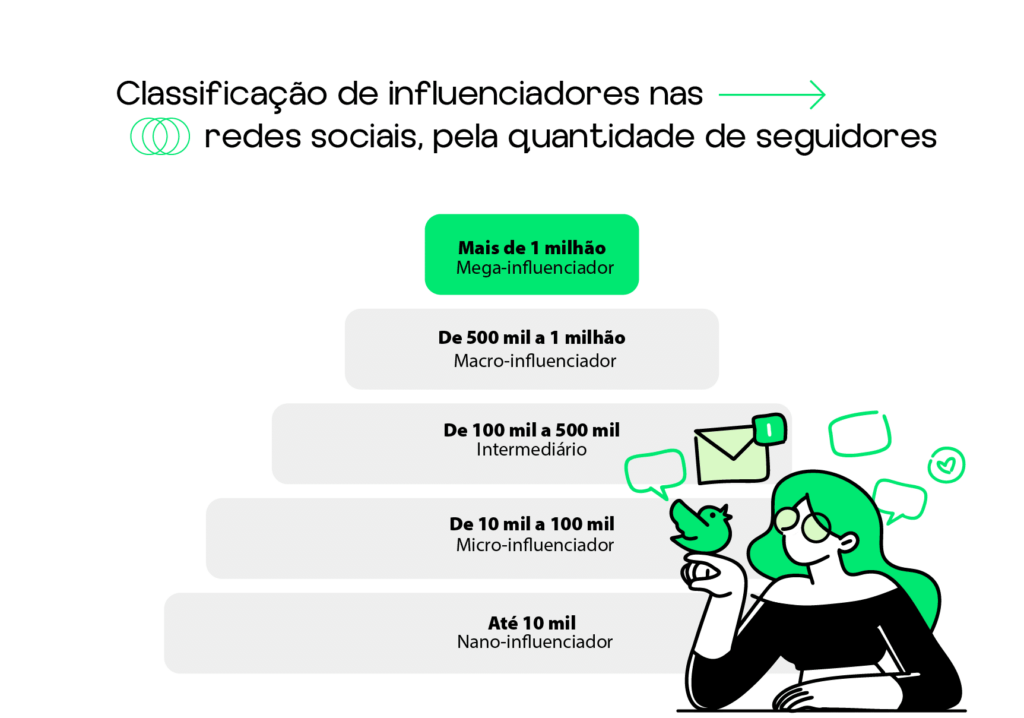 classificação de influenciadores nas redes sociais de acordo com a quantidade de seguidores