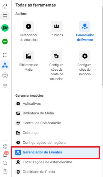 gerenciador de eventos - pixel do facebook